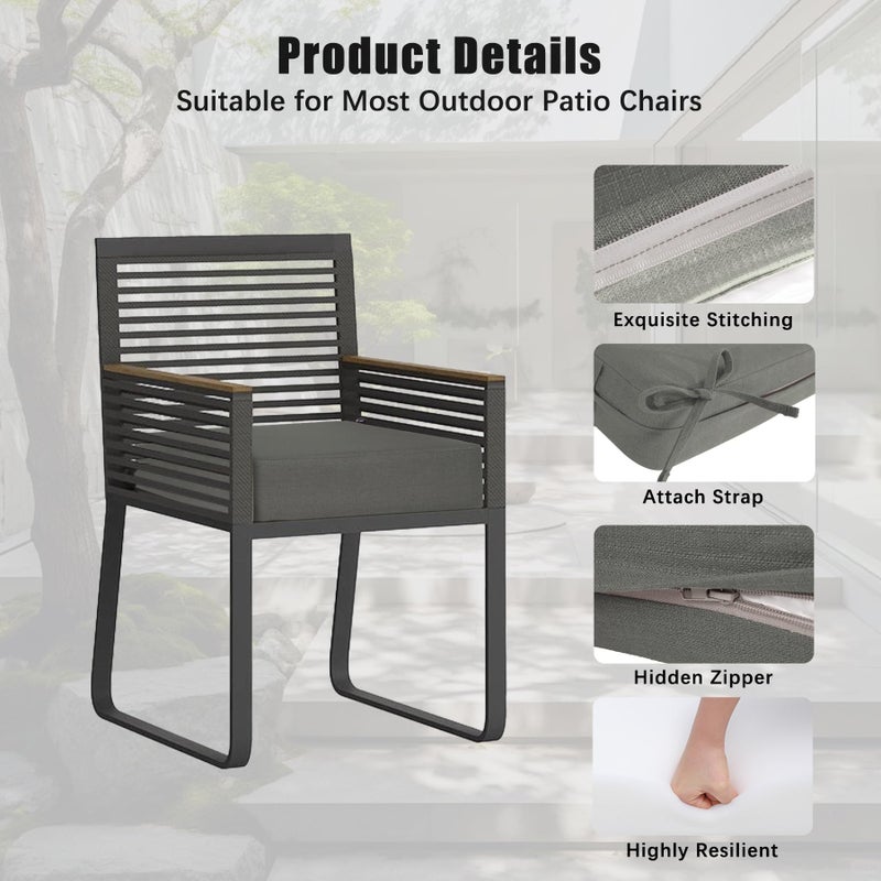 Favoyard Outdoor Chair Cushion 19 x 19 x 3 Inch Rainproof & 3-Year Fade Resistant Patio Furniture Cushions with Removable Cover and Adjustable Ties for Garden Sofa Couch Pads Set of 2  Dark Gray - Image 4